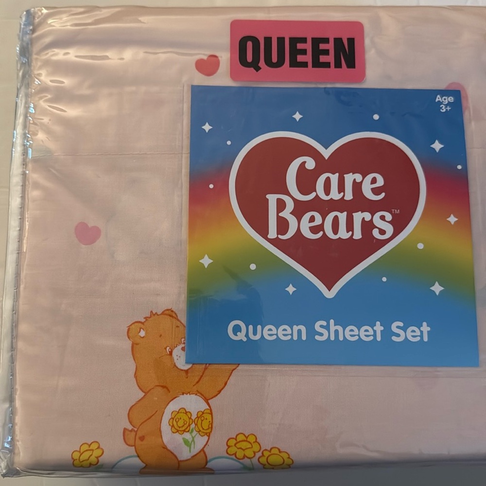 New Care Bears 4 Piece 100% Cotton Queen Size Sheet Set Multi-color Print